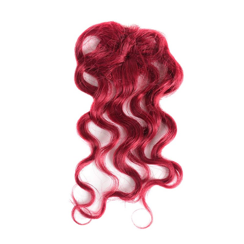 VIOLET Hair Short Curly Human Hair Bundles with Closure 100% Brazilian Curly Hair Weave Full Head Wavy Bundles 8 inch Burgundy Human Hair Extension - Image 5