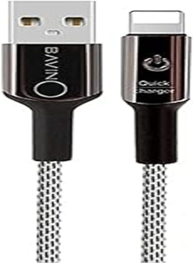 كابل الشحن السريع BAVIN CB-157 المصنوع من النايلون المضفر لـ USB Lightning/iOS (2.4 أمبير)