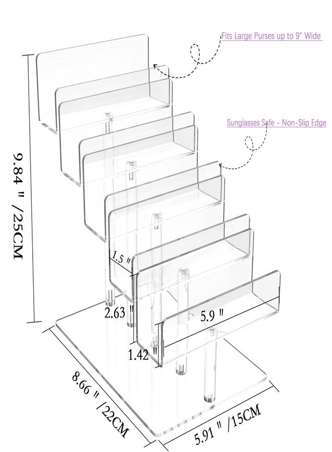 أي هوم كوكر حامل عرض أكريليك شفاف من 5 طبقات من ihomecooker، عبوة من قطعتين، منظم حقائب/محافظ/نظارات شمسية، سهل التركيب بدون أدوات، رف للمجوهرات ومستحضرات التجميل - Image 2