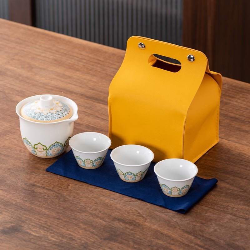 High-Grade National Fashion Travel Tea Set Suit Household High-Grade Business Gifts Light Luxury One Pot Three Cups Commemorative Accompanying Gifts - Image 1