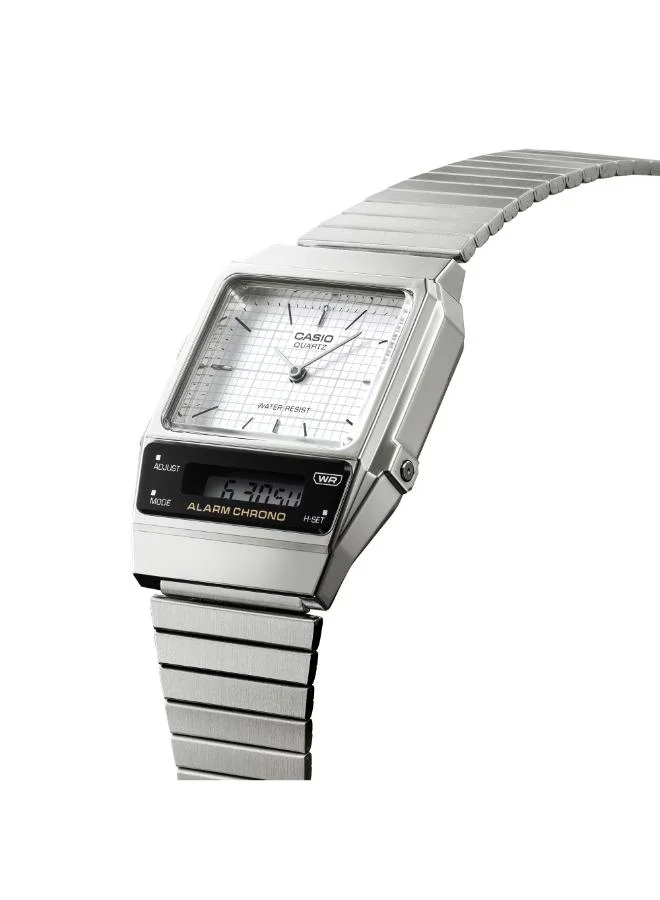 كاسيو Unisex Stainless Steel Analog-Digital Watch AQ-800E-7ADF - 32 mm