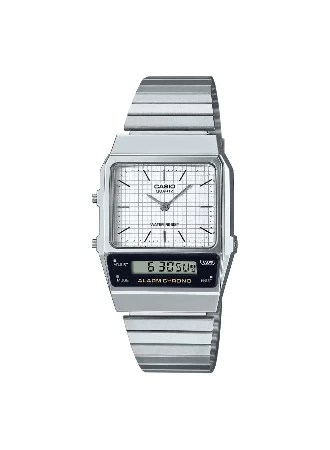 كاسيو Unisex Stainless Steel Analog-Digital Watch AQ-800E-7ADF - 32 mm