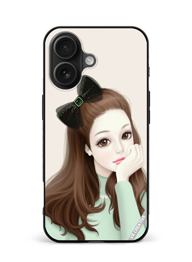 Protective Case Cover For Apple iPhone 16 Plus Girl With Band Design Multicolour