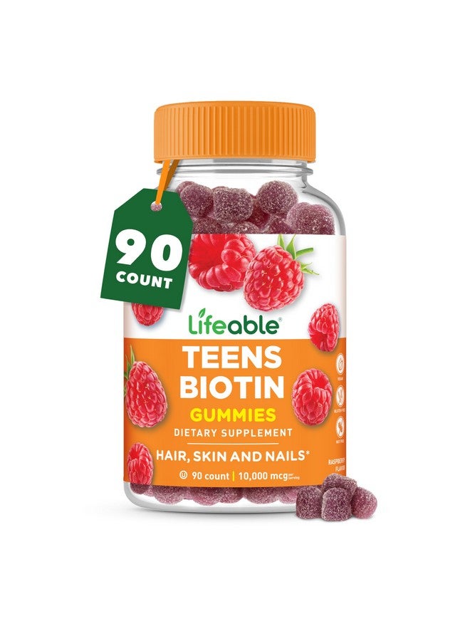 Lifeable Teens Biotin 10000mcg Gummies | Vitamin B7 | Vegan Biotin Supplement | Great Tasting Biotin Gummies for Hair Growth, Healthy Skin and Nails | Biotin Vitamins for Teens | 90 Gummies - Image 1