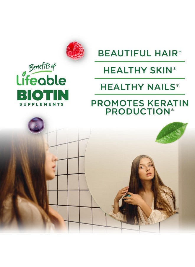 Lifeable Teens Biotin 10000mcg Gummies | Vitamin B7 | Vegan Biotin Supplement | Great Tasting Biotin Gummies for Hair Growth, Healthy Skin and Nails | Biotin Vitamins for Teens | 90 Gummies - Image 3