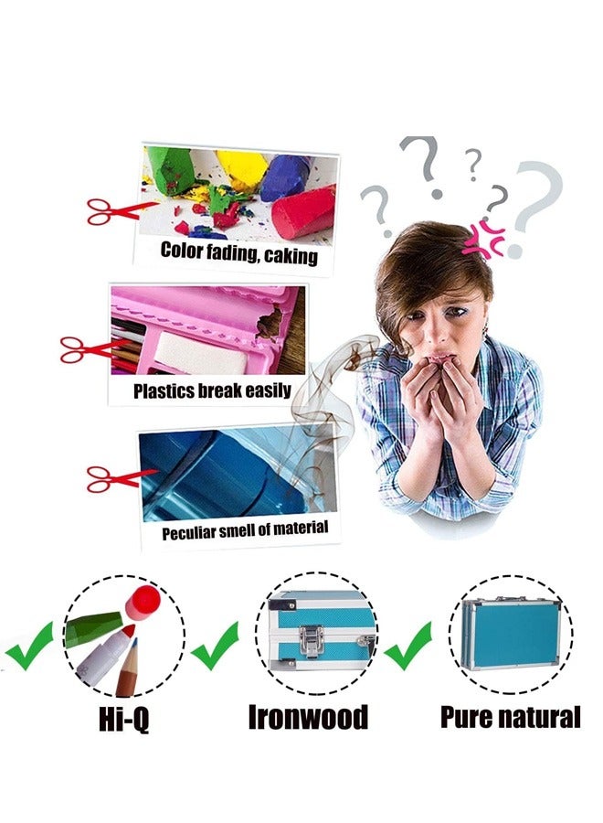 Beauenty Deluxe Art Set 200PC 2 Layers, Kids Art Supplies for Drawing, Painting, Portable Aluminum Case Art Kit for Kids, Teens, Adults Great Gift for Beginner and Serious Artists - Image 3