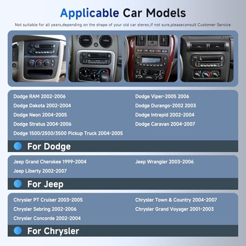 METEESER Car Stereo for Dodge Ram 1500/2500/3500 02-06, for Jeep Wrangler 2003-2006,for Jeep Grand Cherokee 1999-2004-Android 13 Wireless CarPlay Android Auto 6.86” IPS Touch Screen Car Radio for ram METEESER - Image 2