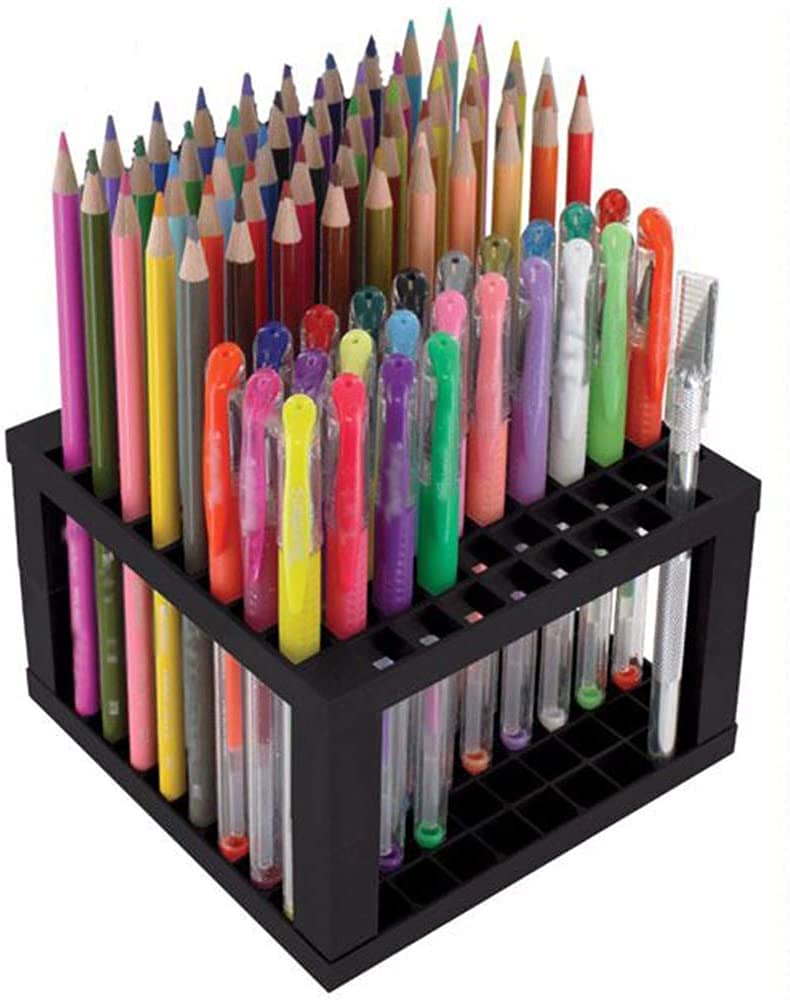 ArtBee 96 Holes Pencil & Brush Holder - Plastic Desk Organizer Stand Holder For Pencils, Pens, Paint Brushes, Modeling Tools, Office & Art Supplies - Stationery, Black - Image 5