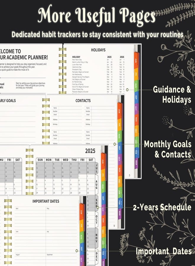hi!SCI Jun 2025-Dec 2026 Academic Monthly Weekly Daily Planner for School, 19 Months Calendar 25-26 Planning Book with Colorful Tabs, 8.5" x 11" Mid Year College Organizer for Student Teacher (Black) - Image 4