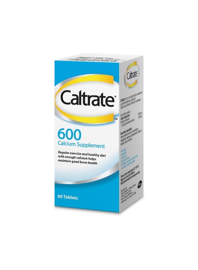 Caltrate 600mg Calcium Supplement Tablets, 60 Count