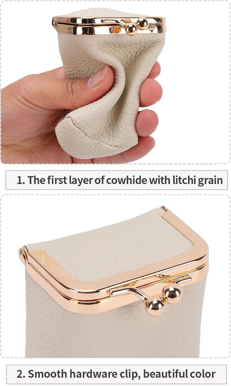 ZJchao Lipstick Case, 3.54x2.56x1.97 in Vintage Lock PU Leather Lipstick Pouch with Mirror Travel Makeup Bag Mini Holder for Women Holds 4 Lipsticks Cards Cash Jewelry (White) - Image 5
