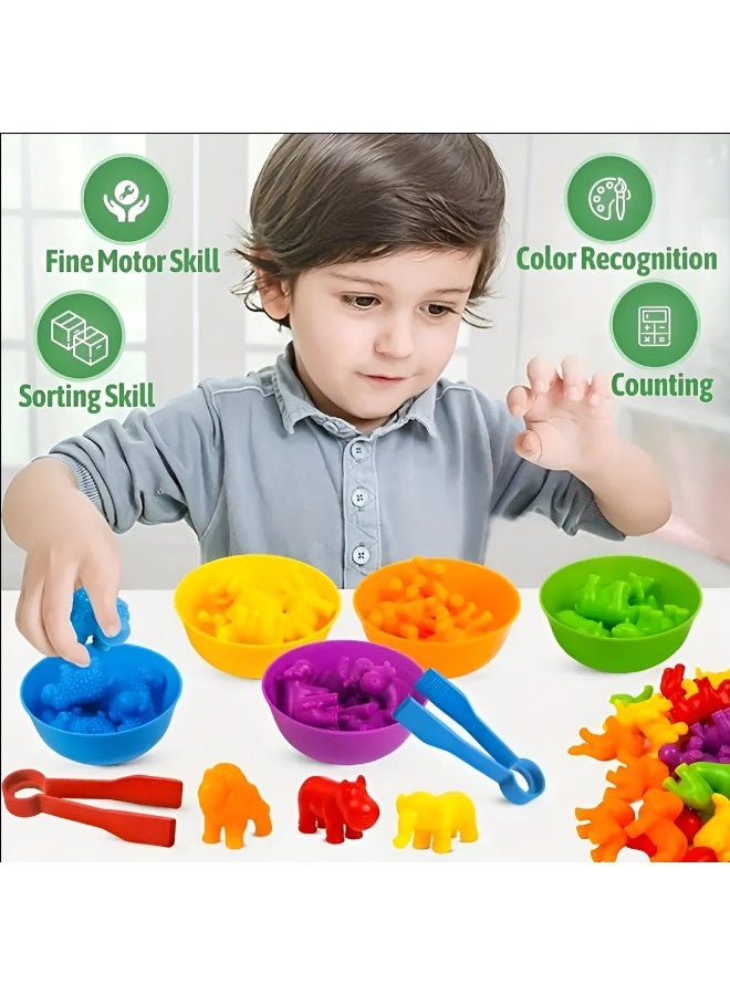 LOOFI Counting Games for Kids with Colorful Bowls – Matching & Sorting Game – Montessori Educational Toys – Sensory Play Set - Mixed Shapes - Image 5