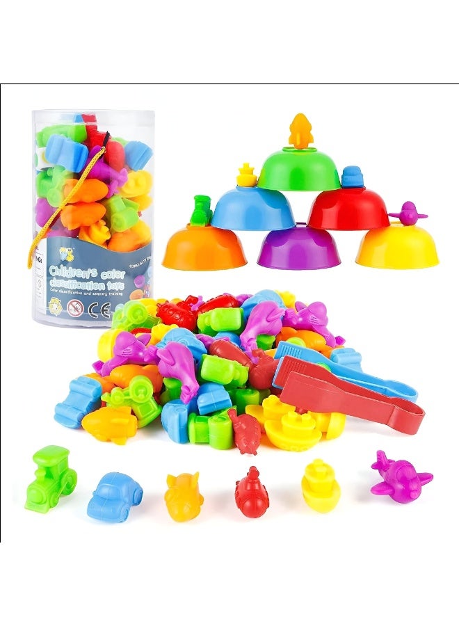 LOOFI Counting Games for Kids with Colorful Bowls – Matching & Sorting Game – Montessori Educational Toys – Sensory Play Set - Mixed Shapes - Image 1