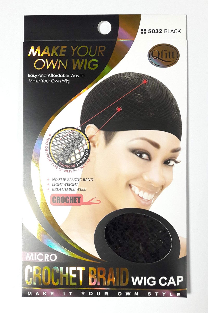 Qfitt Make Your Own Wig Micro Crochet Braid Wig Cap 5032 Black
