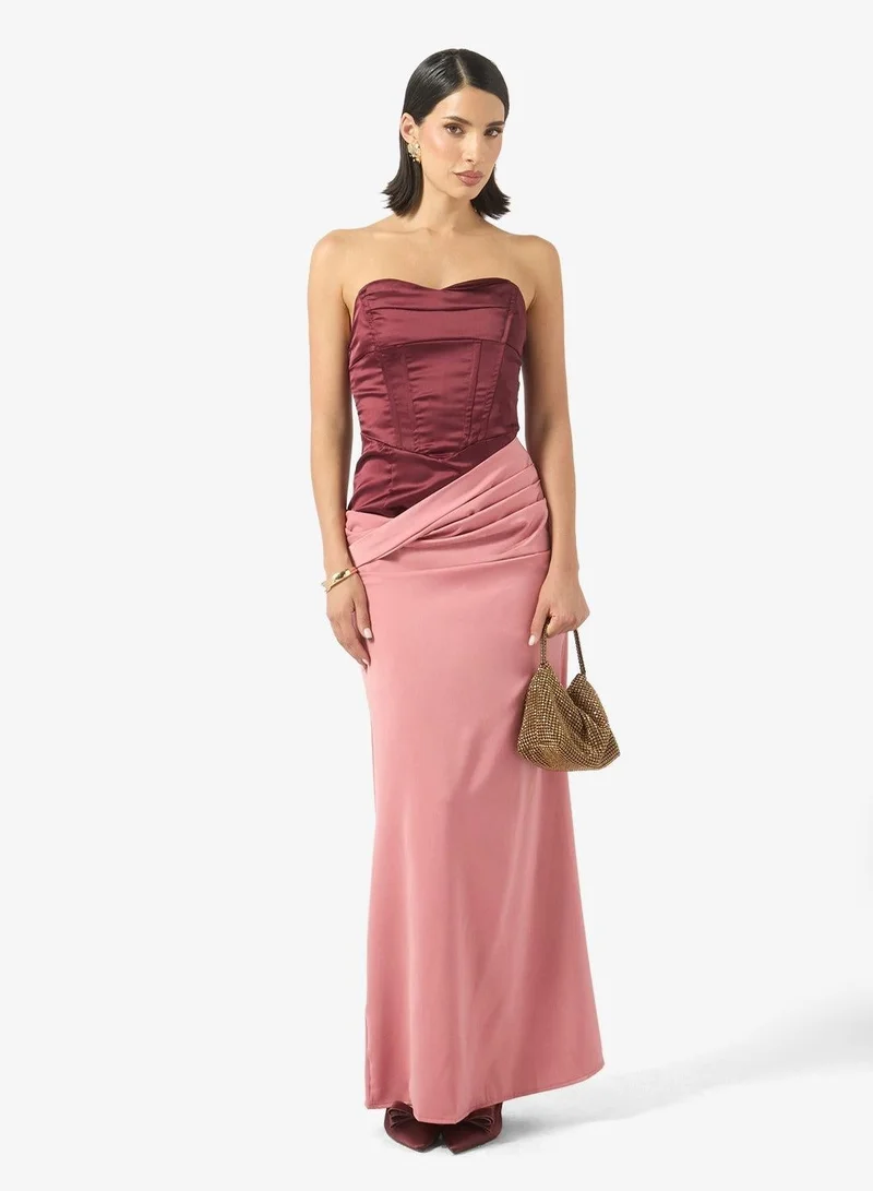 Ginger Boutique  Corset Bodice Two Tone Dropwaist Dress for Women | Best Price UAE