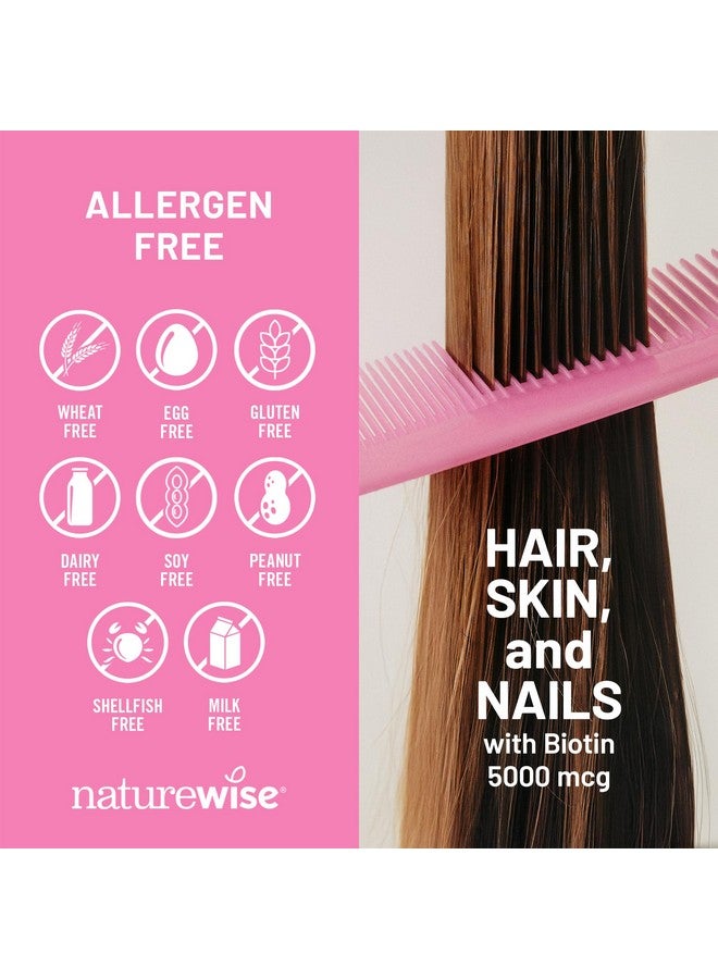 NatureWise Hair Skin and Nails Vitamin, Biotin 5000mcg w/Hyaluronic Acid, Collagen for Women with C, B Complex, D3, A, E, Iron - Non-GMO, Gluten Free - 150 Softgels[50-Day Supply] - Image 5