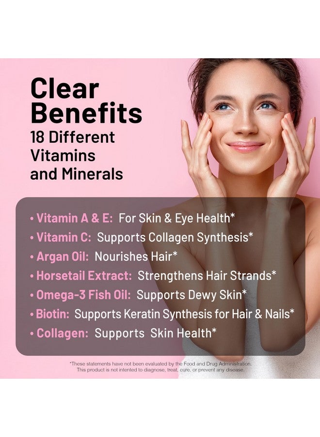 NatureWise Hair Skin and Nails Vitamin, Biotin 5000mcg w/Hyaluronic Acid, Collagen for Women with C, B Complex, D3, A, E, Iron - Non-GMO, Gluten Free - 150 Softgels[50-Day Supply] - Image 3