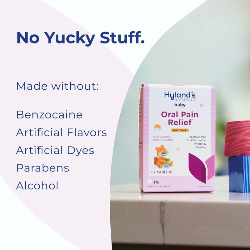 Hyland's أقراص هايلاند لتهدئة الأطفال الليلية مع البابونج، تخفيف طبيعي من عدم الراحة الفموية، والتهيج، والتورم، 125 حبة - Image 4