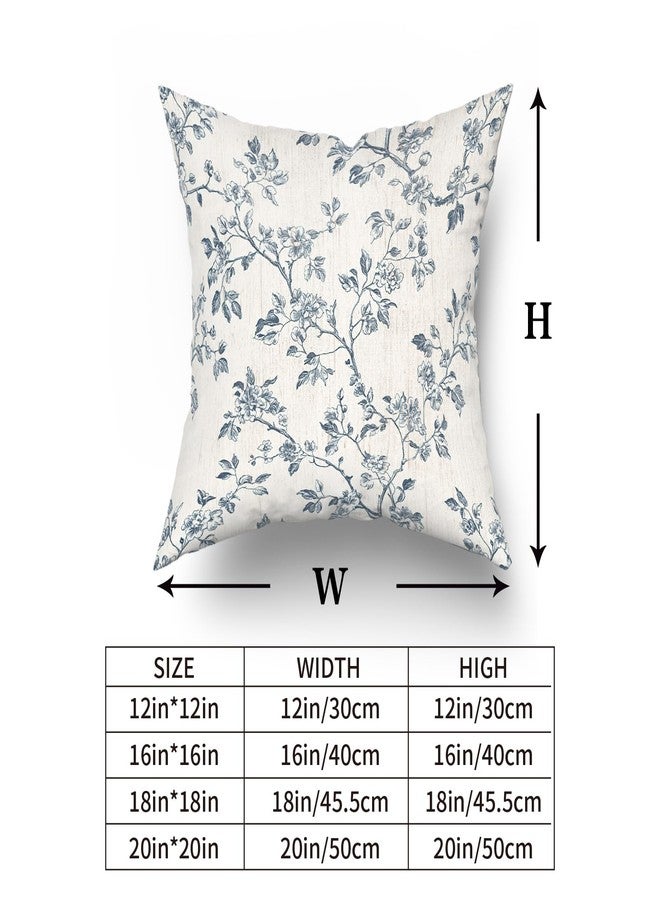 Giwawa Blue Floral Pillow Covers - 18x18 Inch Blue Cream Decorative Throw Pillow Covers Set of 2 Chinoiserie Pillow Cases Vintage Flower Cushion Covers for Sofa Couch Bedroom Living Room Decor - Image 2