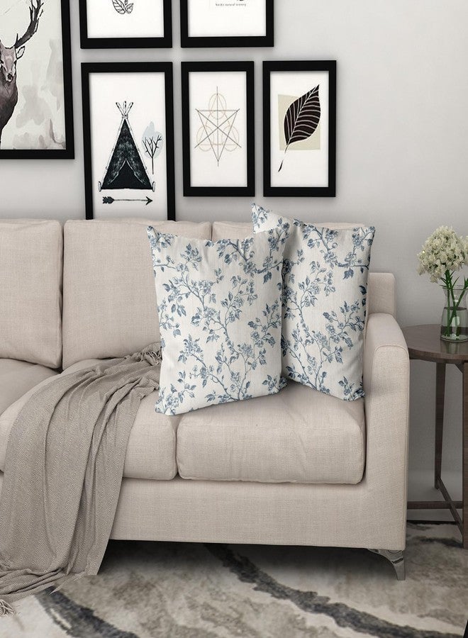 Giwawa Blue Floral Pillow Covers - 18x18 Inch Blue Cream Decorative Throw Pillow Covers Set of 2 Chinoiserie Pillow Cases Vintage Flower Cushion Covers for Sofa Couch Bedroom Living Room Decor - Image 5
