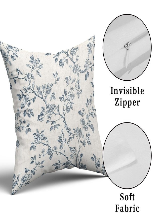Giwawa Blue Floral Pillow Covers - 18x18 Inch Blue Cream Decorative Throw Pillow Covers Set of 2 Chinoiserie Pillow Cases Vintage Flower Cushion Covers for Sofa Couch Bedroom Living Room Decor - Image 4