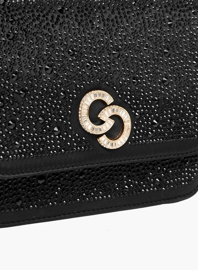 Celeste Women Rhinestone Embellished Crossbody Bag with Chain Strap