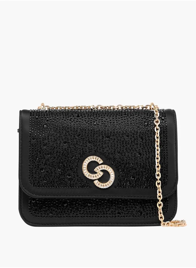 سيليست Women Rhinestone Embellished Crossbody Bag with Chain Strap