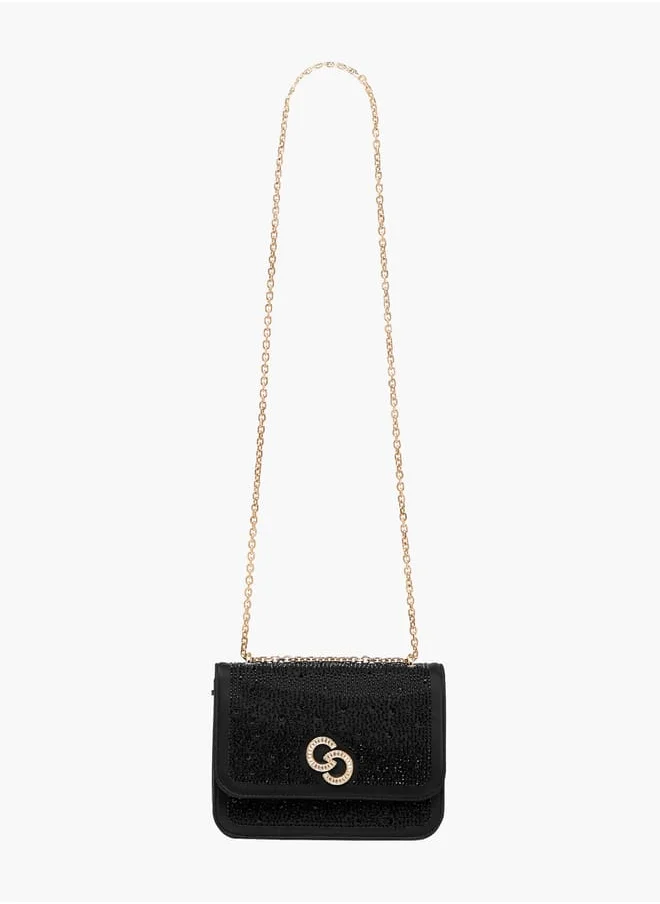 سيليست Women Rhinestone Embellished Crossbody Bag with Chain Strap
