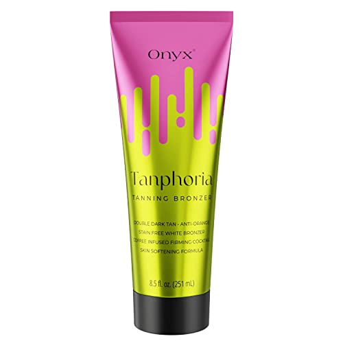 Onyx Tanphoria Tanning Bed Lotion with Bronzer  Accelerator  Gradual Dark Tan AntiOrange Coffee Infused Firming  Softening Skin 85 fl oz
