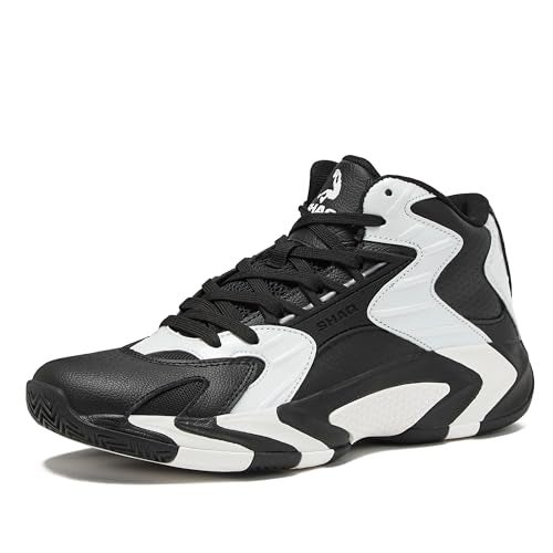 SHAQ Devastator 2.0 High Top Basketball Shoes for Men, Indoor or Outdoor Court Basketball Mens Sneakers - Black, White, Green or Blue Size 8 to 13 - Black/White, 10 Medium - Image 1