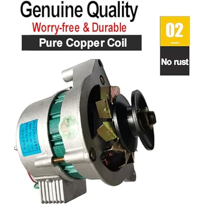 OLONETO 1200W 12V/24V Permanent Magnet Alternator For Farm Tricycle & Tractor, Single Pulley Left Rotation Generator With Built-in Regulator, Supports DC Lighting(12v) - Image 4