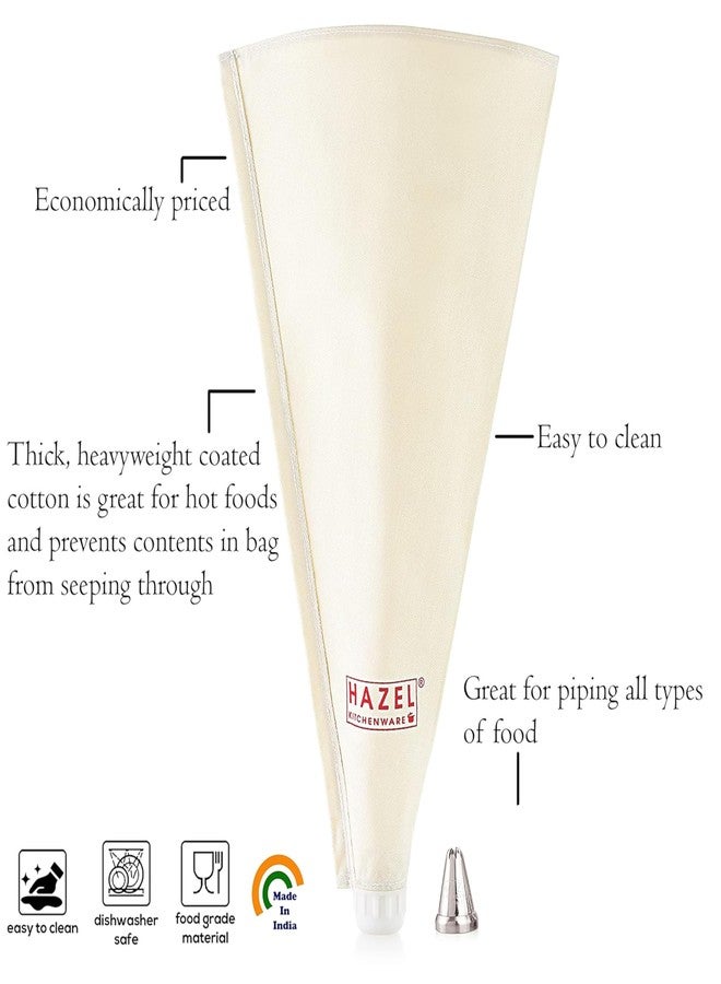 هايزل أكياس تزيين الكيك من هازل مع فوهة | كيس تزيين كيك صغير الحجم قابل لإعادة الاستخدام 25 سم مع فوهة على شكل نجمة، أبيض - Image 4