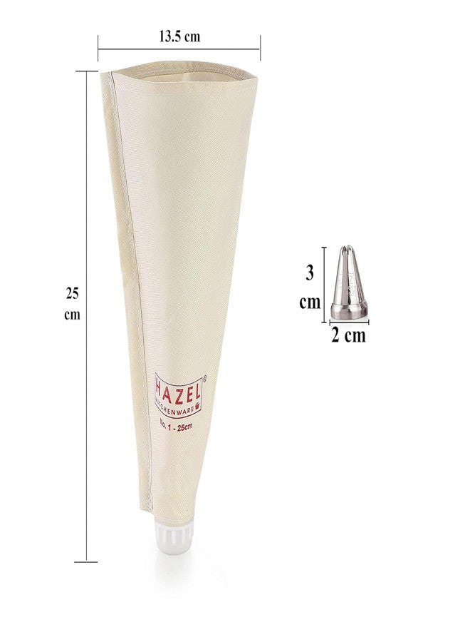 هايزل أكياس تزيين الكيك من هازل مع فوهة | كيس تزيين كيك صغير الحجم قابل لإعادة الاستخدام 25 سم مع فوهة على شكل نجمة، أبيض - Image 3