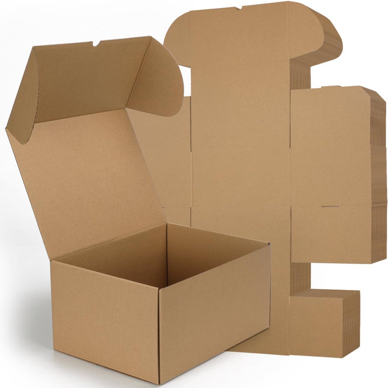 RLAVBL 12x9x6 Shipping Boxes Set of 15, Brown Corrugated Cardboard Mailer Box for Packing, Mailing, Business - Image 1