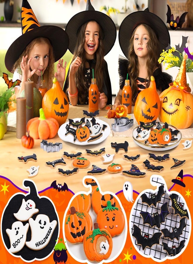 KULENAND Halloween Cookie Cutters Set - 15 Pcs Stainless Steel Holiday Cookie Cutter with 5 Shapes - Pumpkin, Ghost, Bat, Cat and Witch's Hat Cookie Molds for Halloween Food Party Decorations - Image 3