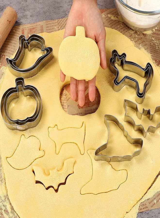KULENAND Halloween Cookie Cutters Set - 15 Pcs Stainless Steel Holiday Cookie Cutter with 5 Shapes - Pumpkin, Ghost, Bat, Cat and Witch's Hat Cookie Molds for Halloween Food Party Decorations - Image 5
