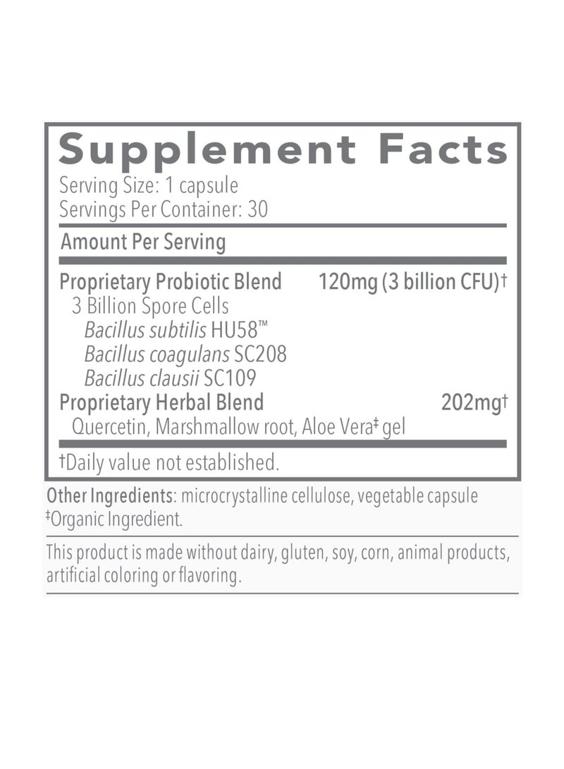 Bio-Botanical Research Proflora 4R Spore Probiotic - Digestive Health Probiotics for Women & Men - Clinically Researched Bacillus Strains & Organic Aloe, Marshmallow Root for Gut Support (30 Vegan Capsules) - Image 5