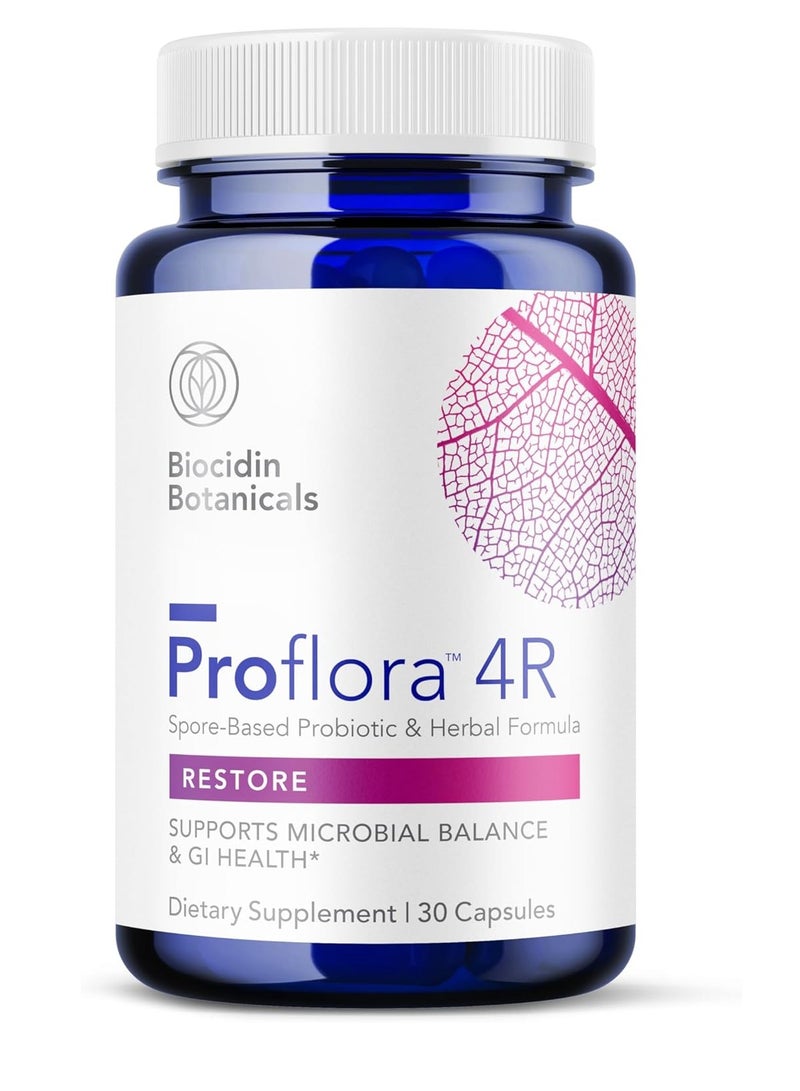 Bio-Botanical Research Proflora 4R Spore Probiotic - Digestive Health Probiotics for Women & Men - Clinically Researched Bacillus Strains & Organic Aloe, Marshmallow Root for Gut Support (30 Vegan Capsules) - Image 1