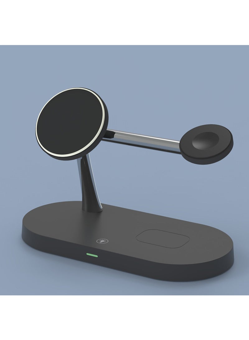 Hihonor Magnetic Wireless Charging Station, 3 in 1 Wireless Charger for Phone 15W Charger Holder Support for Phone 15 14 13 12 Pro Max, Watch 9/8/7/6/SE/5/4/3, Earbuds 3/2/Pro, Black - Image 1