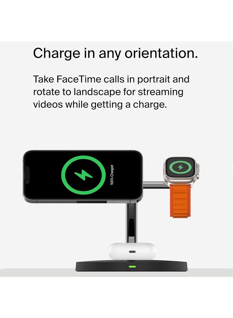 Hihonor Magnetic Wireless Charging Station, 3 in 1 Wireless Charger for Phone 15W Charger Holder Support for Phone 15 14 13 12 Pro Max, Watch 9/8/7/6/SE/5/4/3, Earbuds 3/2/Pro, Black - Image 2