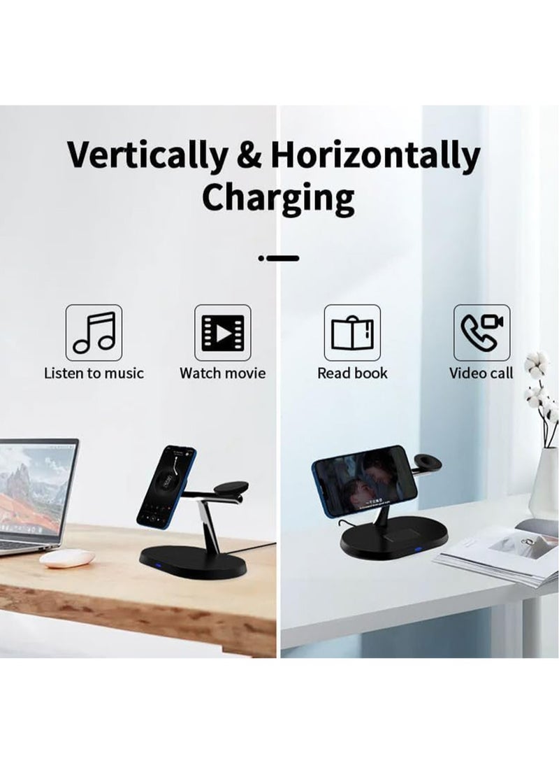 Hihonor Magnetic Wireless Charging Station, 3 in 1 Wireless Charger for Phone 15W Charger Holder Support for Phone 15 14 13 12 Pro Max, Watch 9/8/7/6/SE/5/4/3, Earbuds 3/2/Pro, Black - Image 3