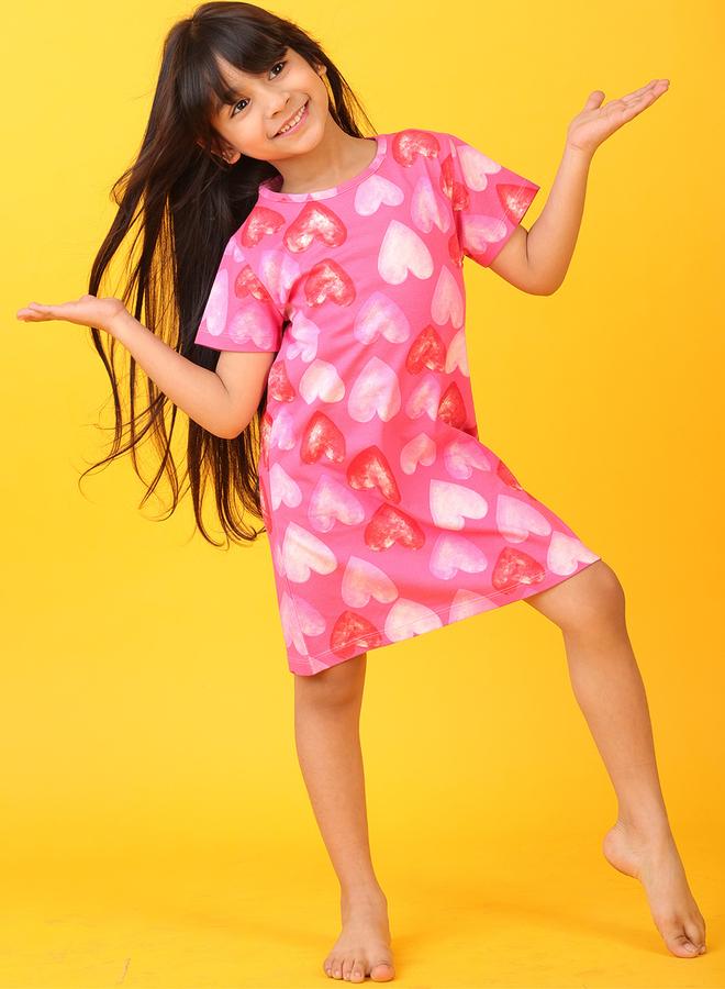 Anthrilo Hearts Print Mini Night Dress - Image 1