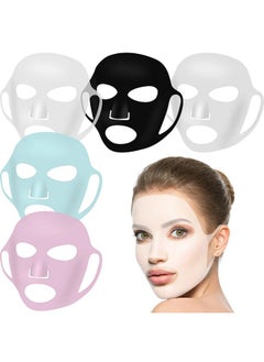 Maitys 5 Pieces Reusable Silicone Facial Mask Facial Mask Cover Silicone Skin Mask Reusable Moisturizing Face Silicone Face Wrap For Sheet Prevent Evaporation Masks Face Care Tool (Vivid Colors)  - Image 1