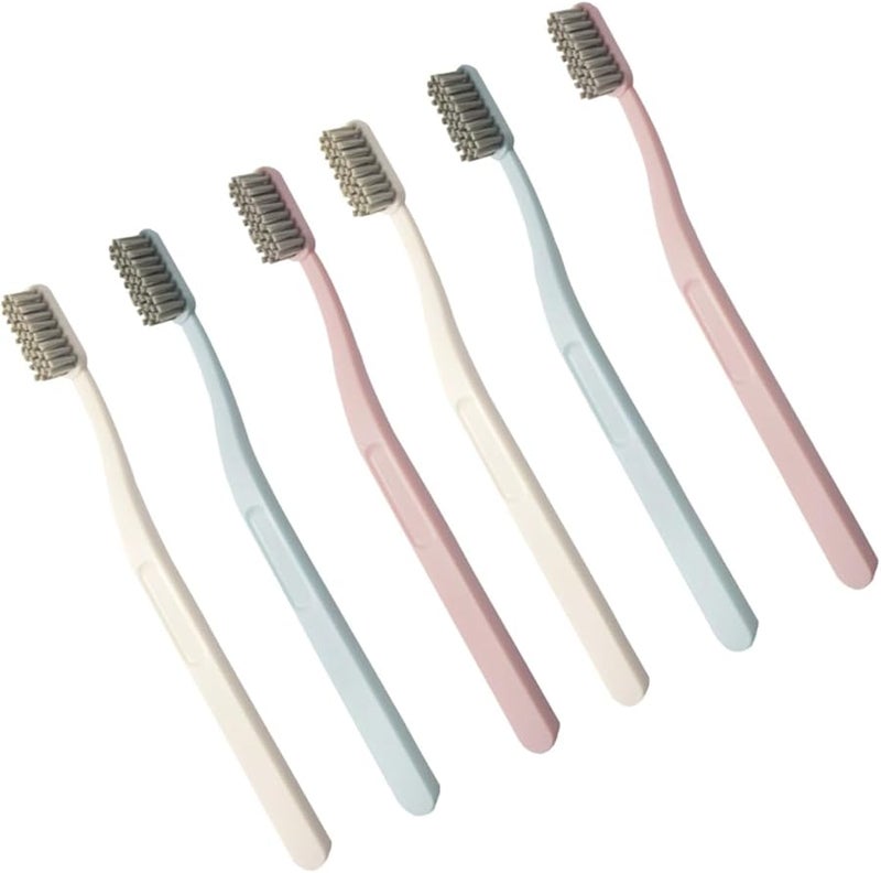 VALICLUD Extra Soft Bamboo Charcoal Toothbrushes 6 Pack Individually Wrapped Random Color - Image 1