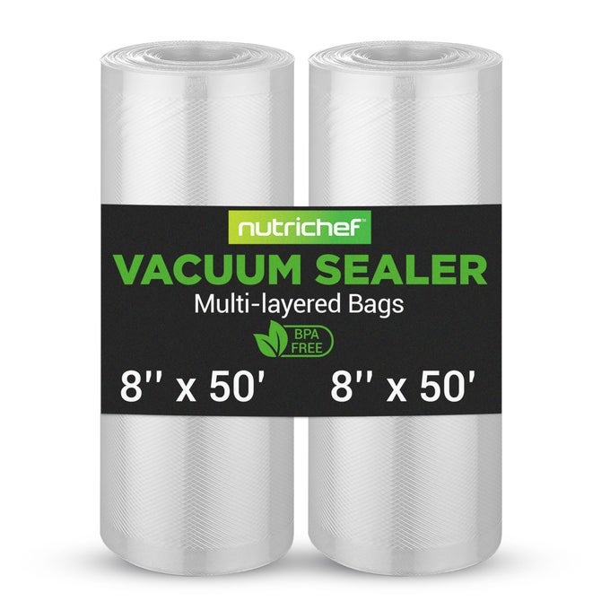 VACUUM SEALER BAGS 8X50 ROLLS 2 PACK FOR FOOD SAVER SEAL A MEAL WESTON COMMERCIAL GRADE BPA FREE HEAVY DUTY GREAT FOR VAC STORAGE MEAL PREP OR SOUS VIDE