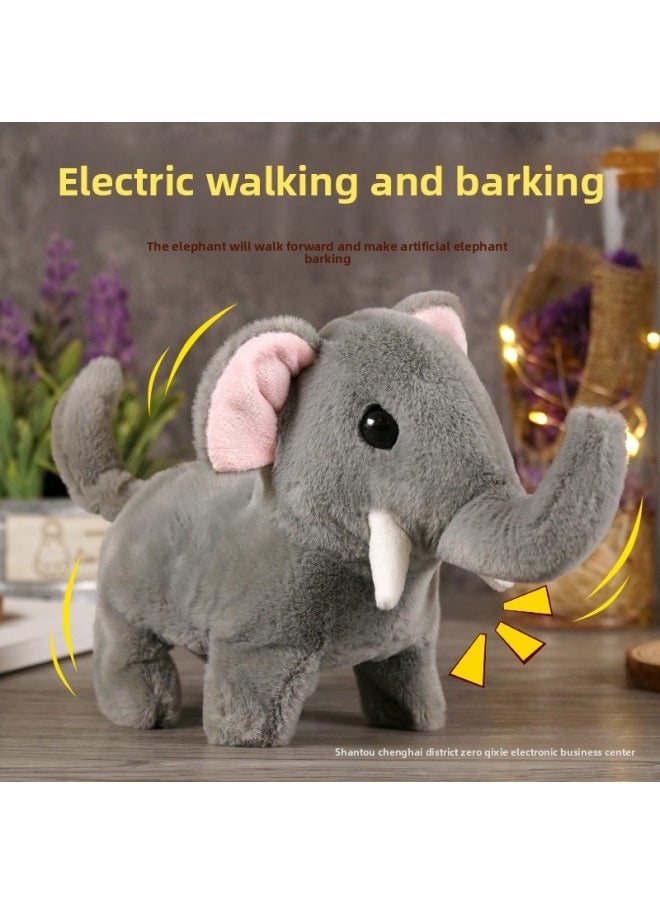 Children's Simulation Elephant Sounds Electric Plush Toy Elephant Sounds Moving Walking Shaking Tail Male And Female Students-Color:Elephant [Powder]]-Specifications:Naked  - Image 3