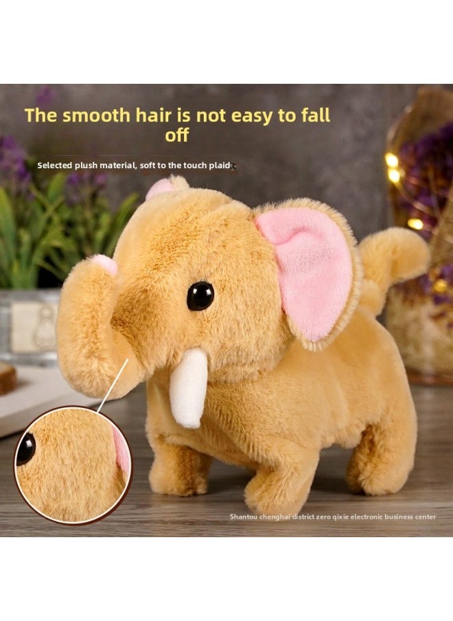 Children's Simulation Elephant Sounds Electric Plush Toy Elephant Sounds Moving Walking Shaking Tail Male And Female Students-Color:Elephant [Powder]]-Specifications:Naked  - Image 5