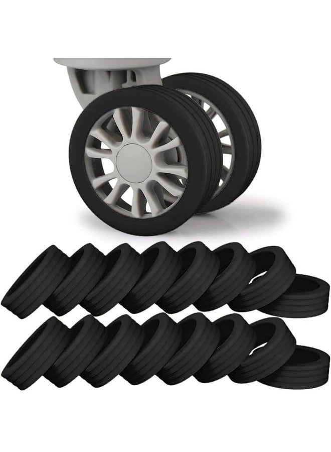 DRAWBRIDGE Luggage Wheel Silicone Protector Cover 16PCS Trolley Wheel Cover Silicone Shock Absorption Wheel Cover for Trolley Bag Suitcase Wheel Cover Silicone Spinner Wheel Bag/Chair (16) Black. - Image 1