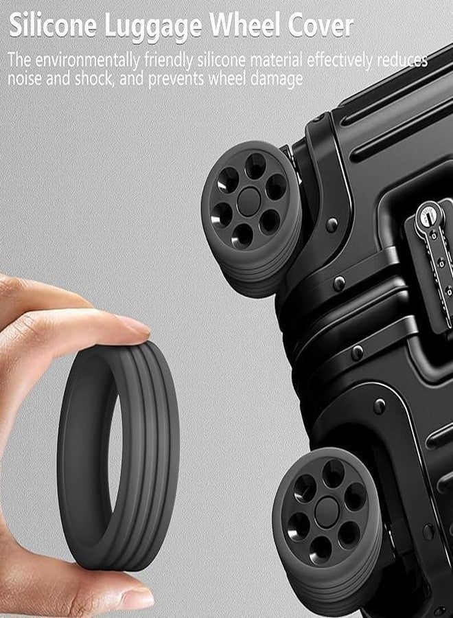 DRAWBRIDGE Luggage Wheel Silicone Protector Cover 16PCS Trolley Wheel Cover Silicone Shock Absorption Wheel Cover for Trolley Bag Suitcase Wheel Cover Silicone Spinner Wheel Bag/Chair (16) Black. - Image 2