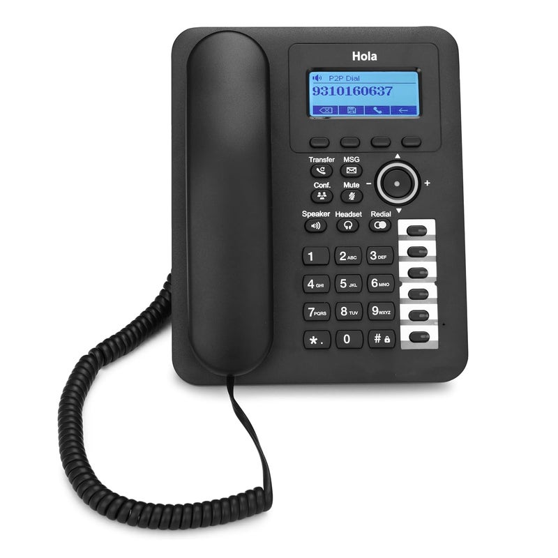HOLA هاتف SIP T12 ثنائي SIP، PoE، 6 ذاكرة لمسة واحدة، هاتف مكبر صوت عالي الدقة مصنوع في الهند - Image 1